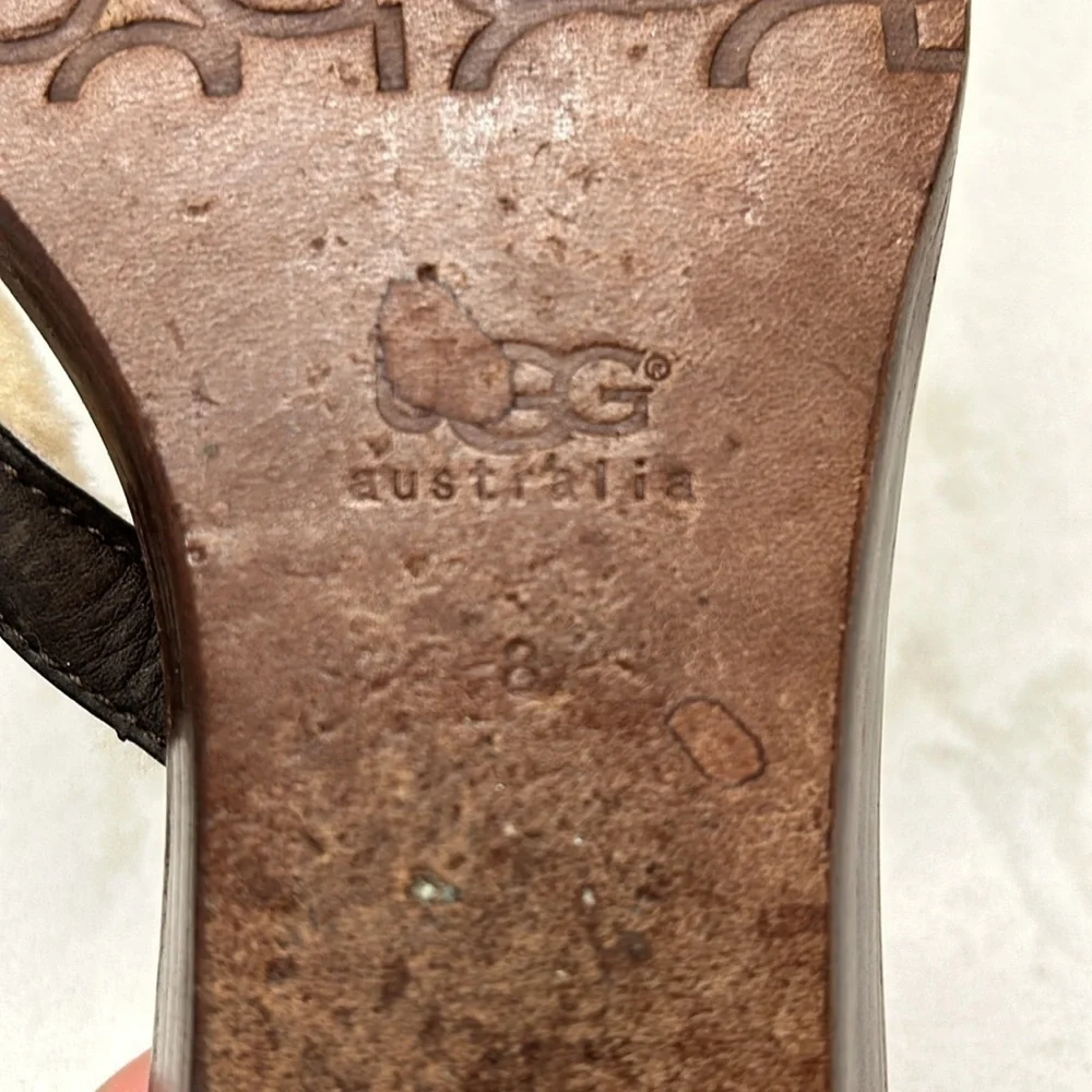Ugg Fur Flip Wooden Bottom Flops Women’s Size 8
